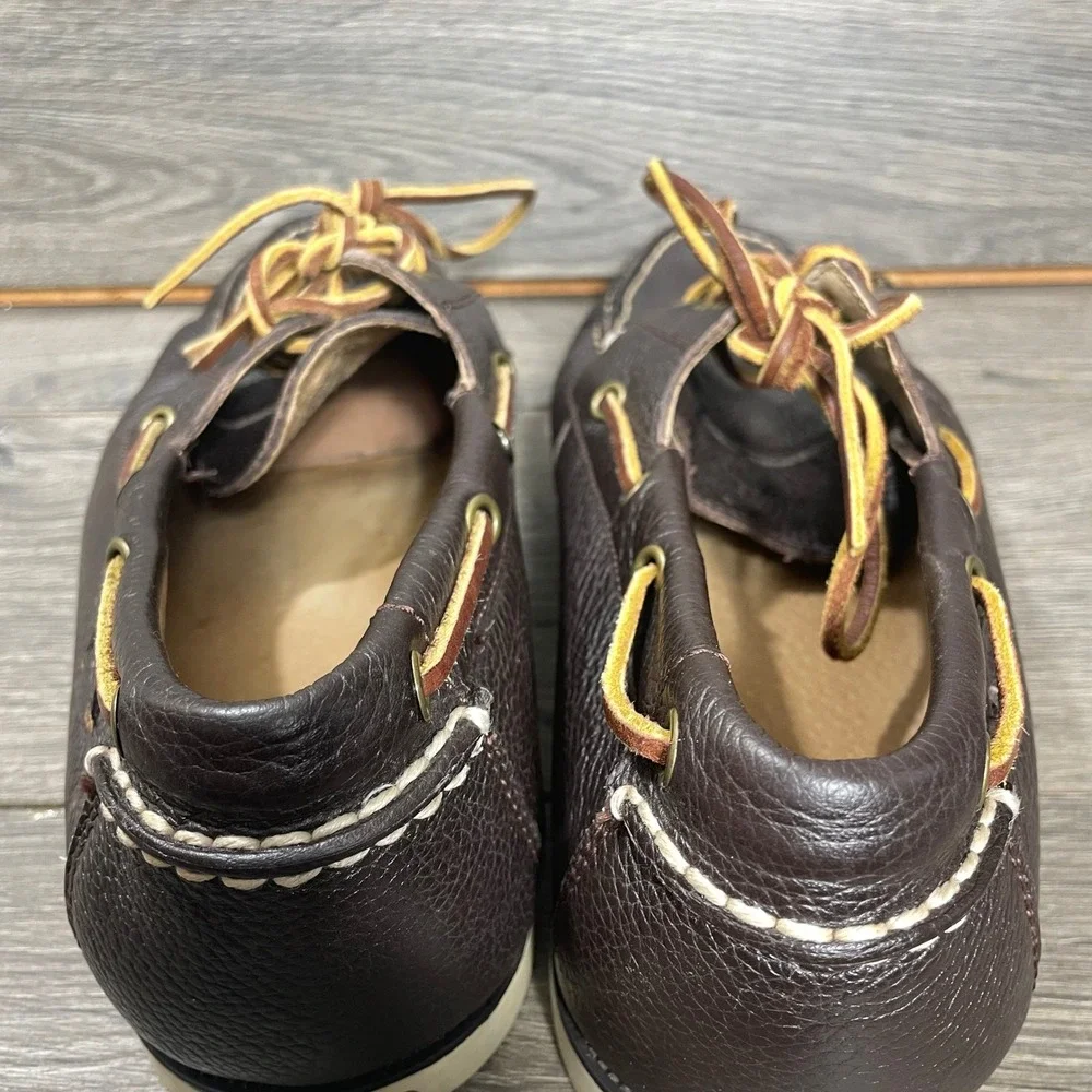 Polo Ralph Lauren Boat Shoes Mens 10.5 D Dark Brown Bienne II Pebbled Leather